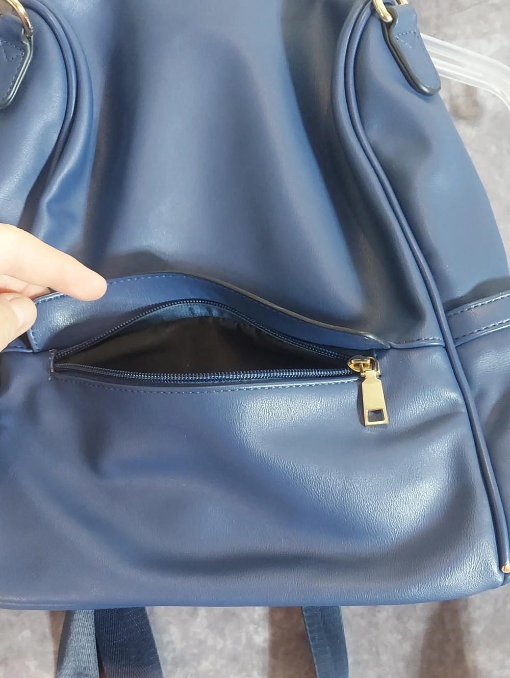 CLUCI Navy Blue Faux Leather Convertible Backpack Purse - Everyday Bag
